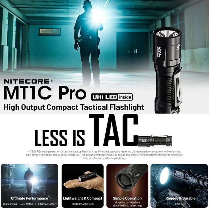 NITECORE MT1C Pro IP68 EDC Flashlight 1000 Lumen