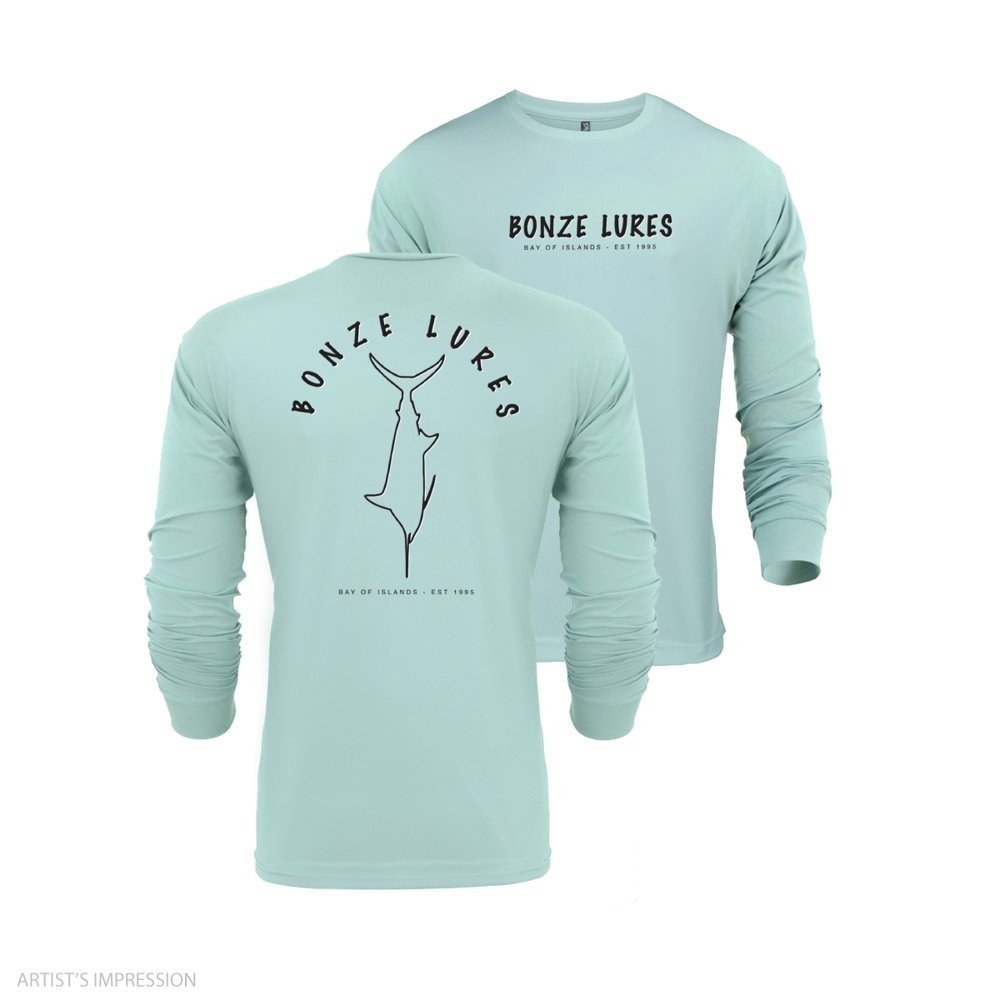 Bonze Marlin UPF50+ Mens Long Sleeve Shirt Light Blue