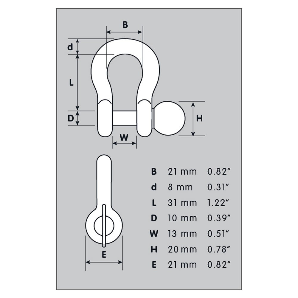 Nu-D Towing Bow Shackle 8mm