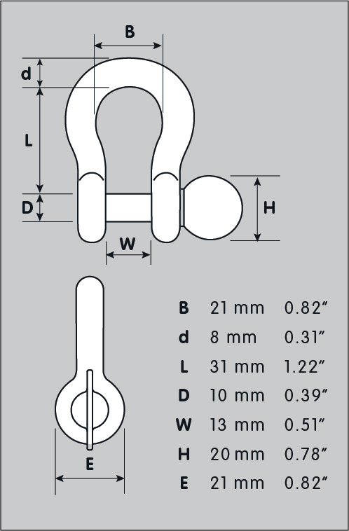 Nu-D Towing Bow Shackle 10mm