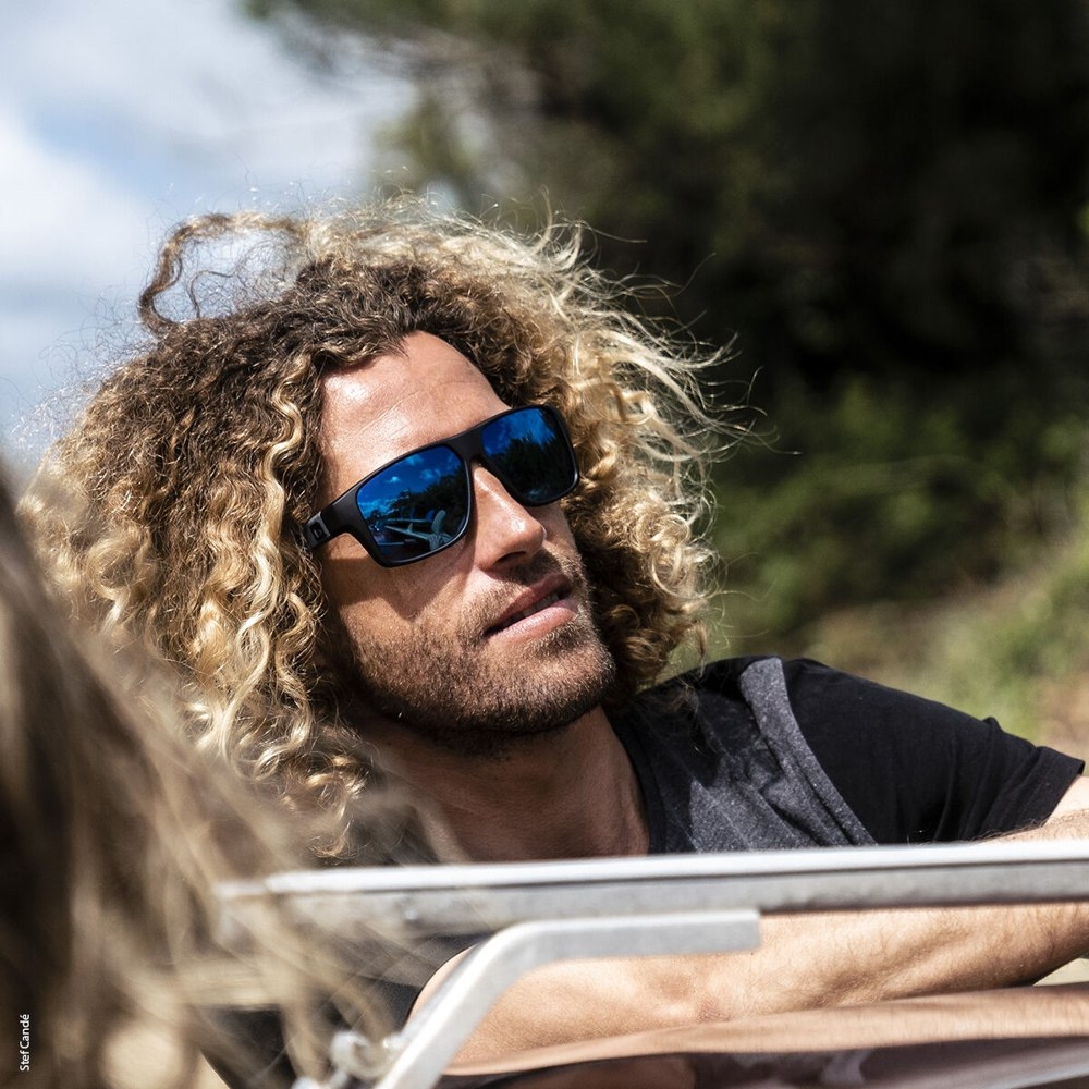 Bolle BRECKEN Floating Polarised Sunglasses Black Grey Matte Offshore Blue