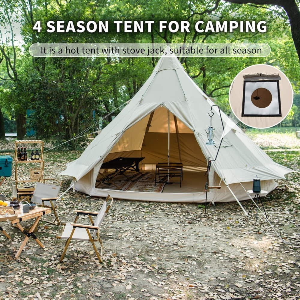 Naturehike Cotton Canvas Luxury 4 Person Glamping Tent Green