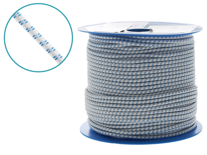 Donaghys Shock Cord 8mm x 1m White/Blue Fleck