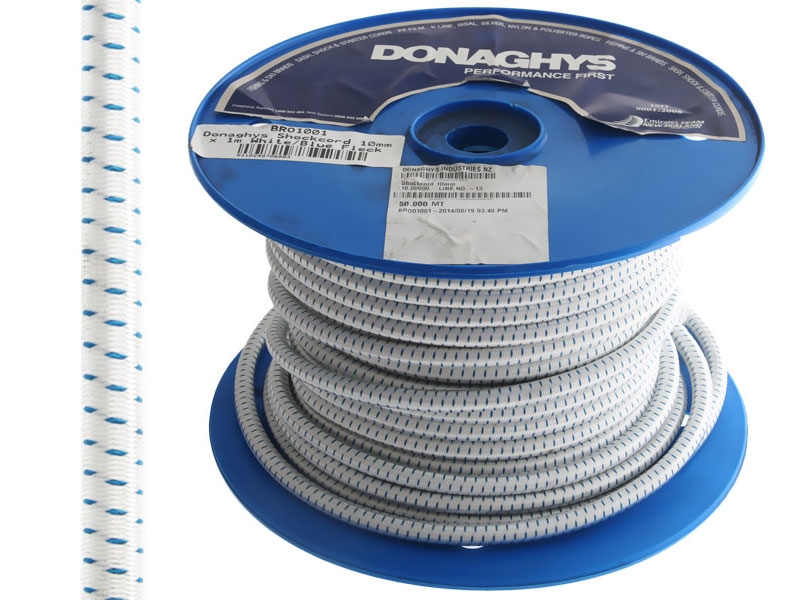Donaghys Shock Cord 10mm x 1m White/Blue Fleck