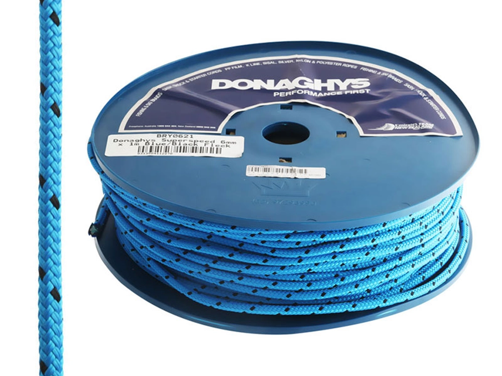 Donaghys Superspeed Yacht Braid Rope 6mm Blue/Black Fleck - Per Metre Donaghys Superspeed Yacht Braid Rope 6mm Blue/Black Fleck - Per Metre