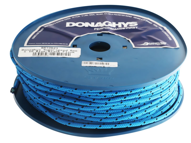 Donaghys Superspeed Yacht Braid Rope 6mm Blue/Black Fleck - Per Metre