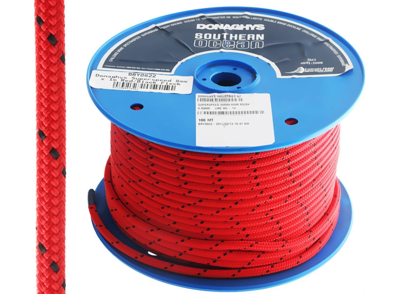 Donaghys Superspeed Yacht Braid Rope 8mm Red/Black Fleck - Per Metre