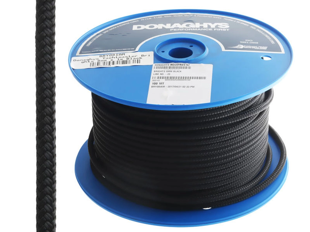 Donaghys Yachtmaster Brights Yacht Braid Rope - Per Metre 8mm Black Donaghys Yachtmaster Brights Yacht Braid Rope - Per Metre 8mm Black