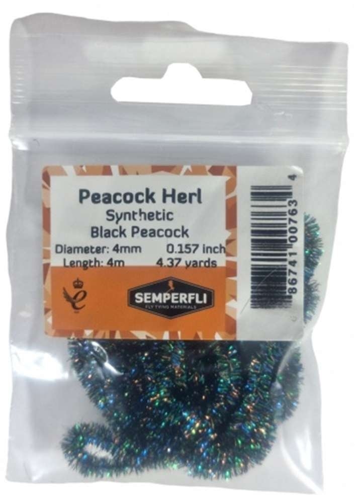 Semperfli Synthetic Peacock Herl Chenille 4mm Black