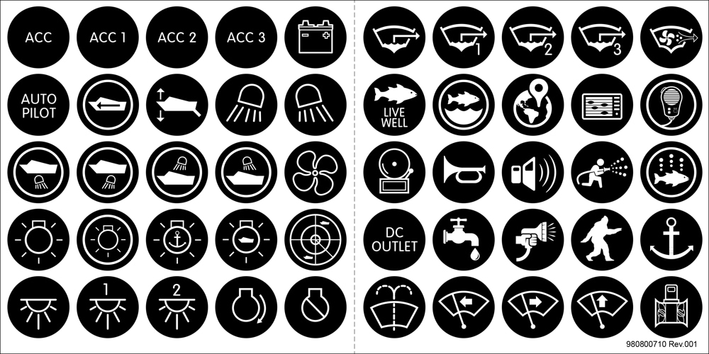 Blue Sea 4230 Label Kit for SS Back Lit Switch