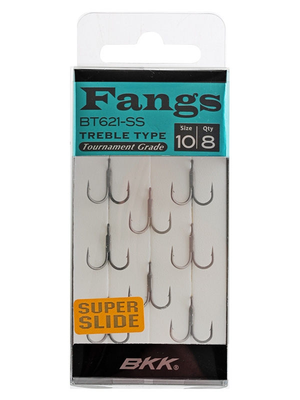 BKK Fangs BT621 Super Slide Tournament Treble Hooks #10 Qty 8