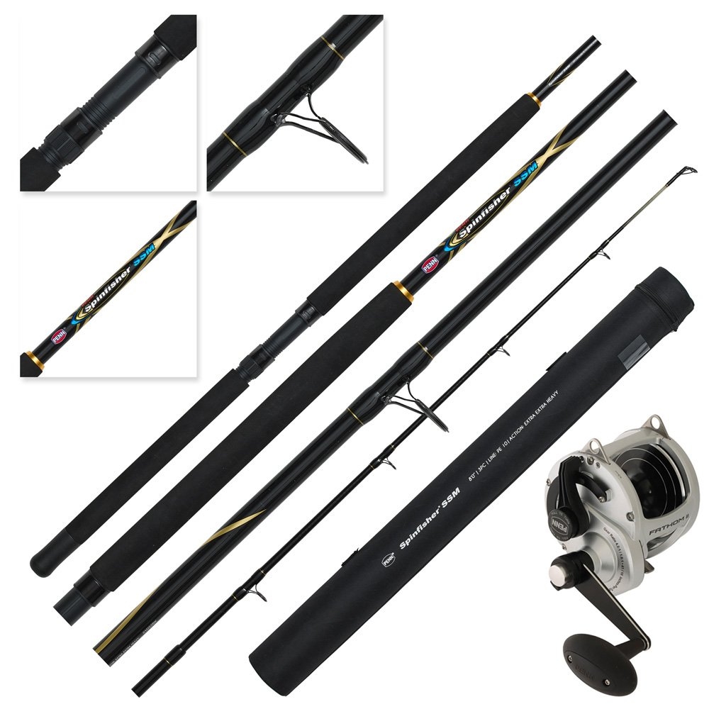 PENN Fathom II 80 SSM 2-Speed OH Drone Combo 8ft PE10 3pc