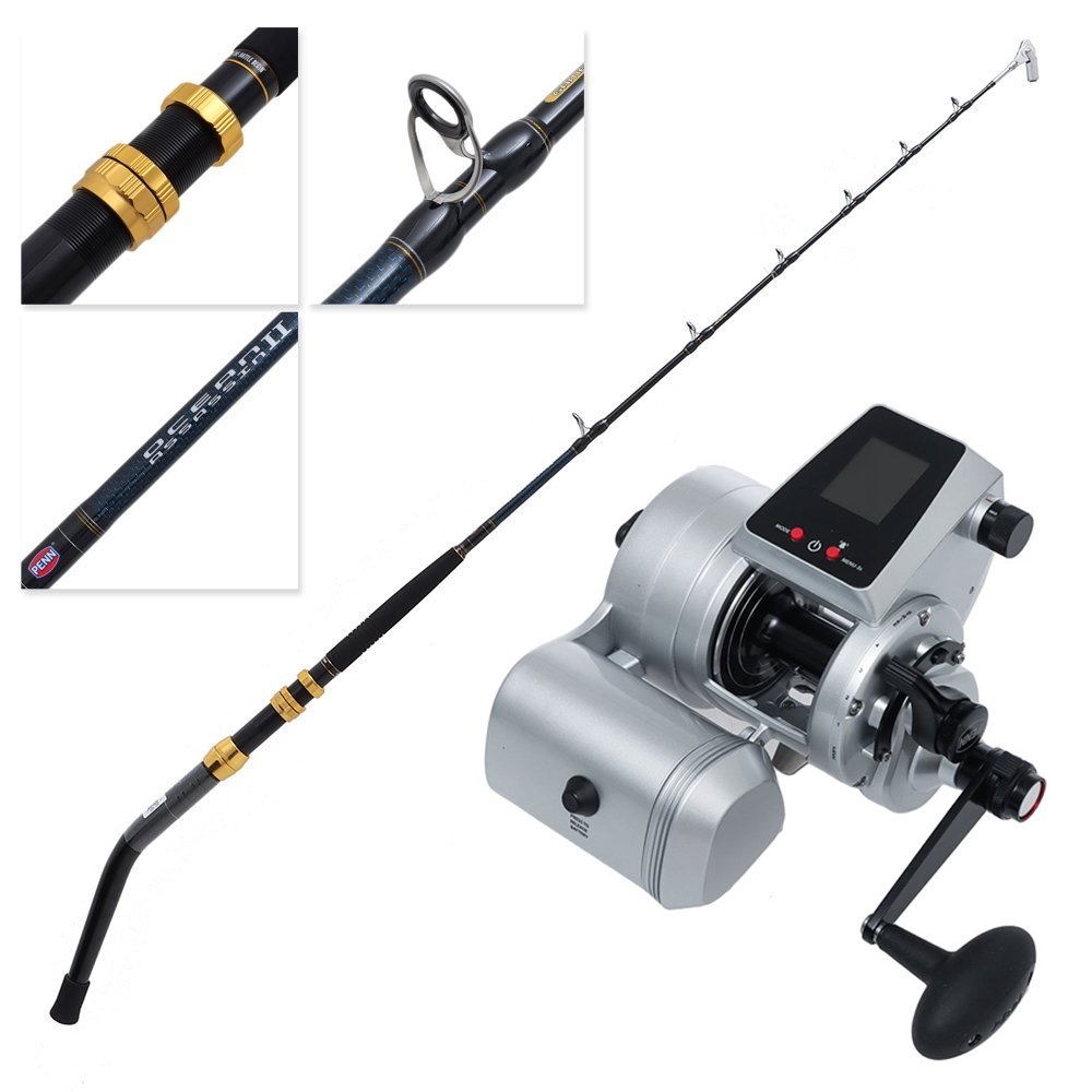 PENN Fathom 80 Wireless Ocean Assassin II Deep Drop Electric Game Combo with Battery 6ft PE 8-10 2pc