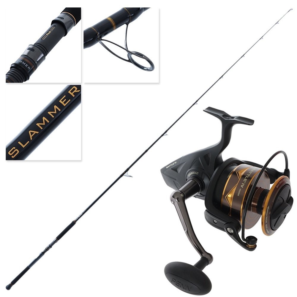 PENN Battle 10000 IV Slammer Drone Fishing Combo incl Braid 9ft 2in 2pc