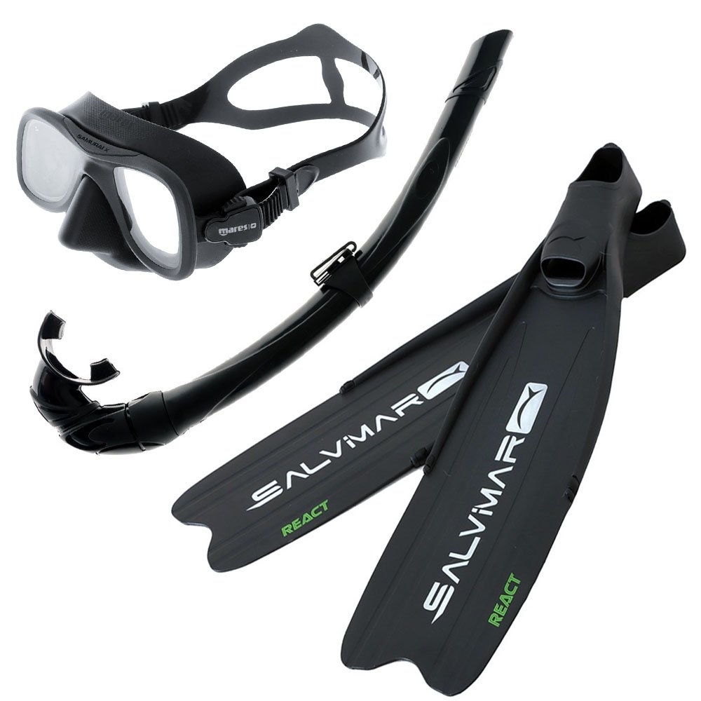 Mares Samurai X Silicone Spearfishing Dive Mask and Snorkel Set and Fins