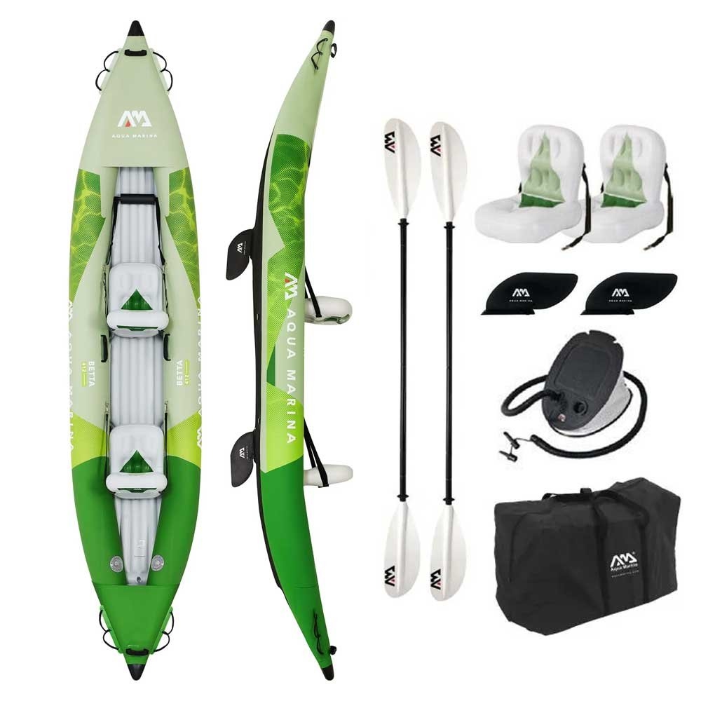 Aqua Marina Betta Leisure 2 Person Inflatable Kayak with Paddles 13ft 6in