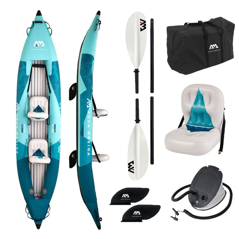 Aqua Marina Betta Leisure 2 Person Inflatable Kayak with Paddles 13ft 6in