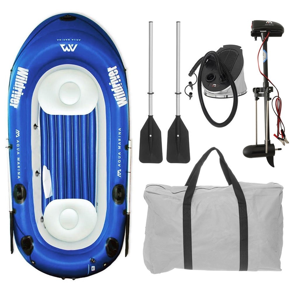Aqua Marina Wildriver 3-Person Inflatable Boat Package with Trolling Motor 9ft 3in 180W