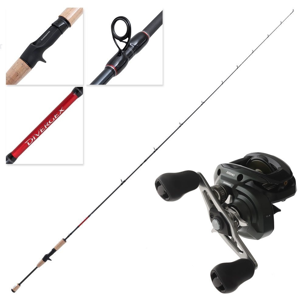 Shimano Curado 200HG Divergex Light Baitcaster Trout Jig Combo 7ft 2-5kg 2pc