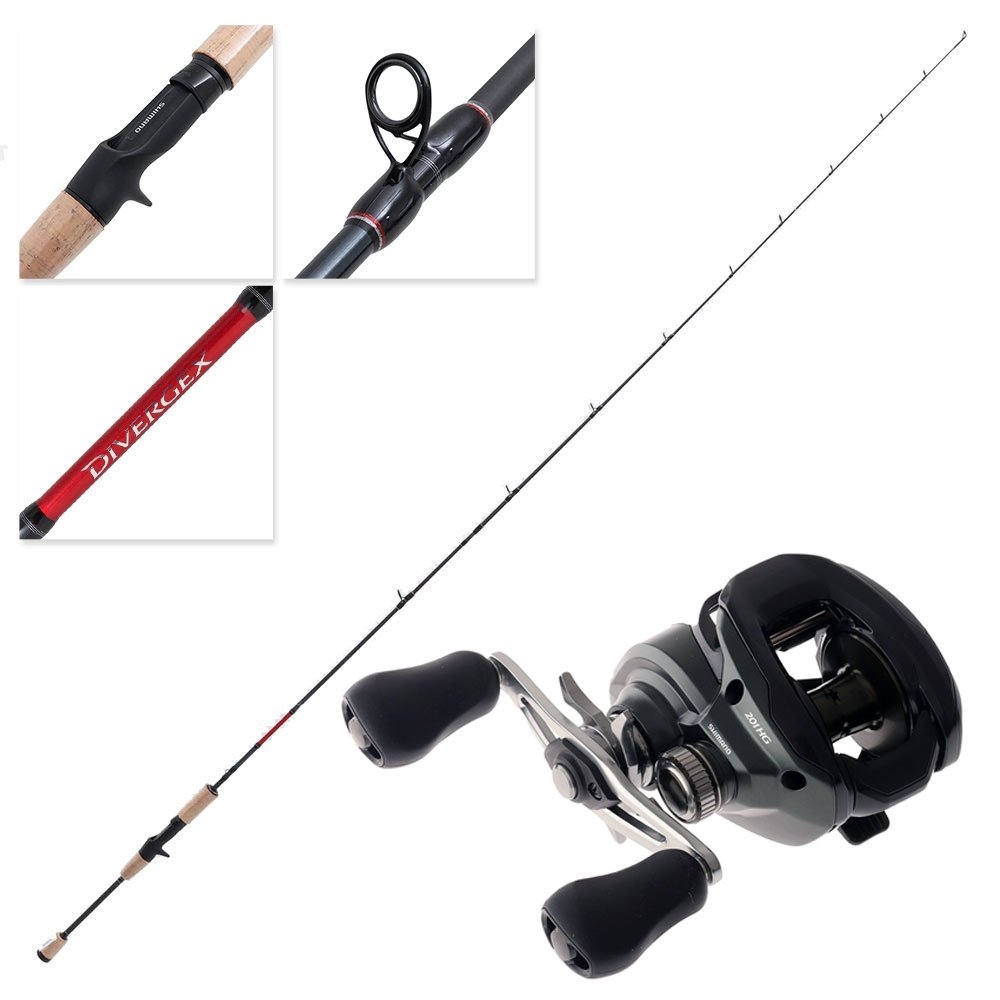 Shimano Curado 201HG Divergex Light Lefthand Baitcaster Trout Jig Combo 7ft 2-5kg 2pc