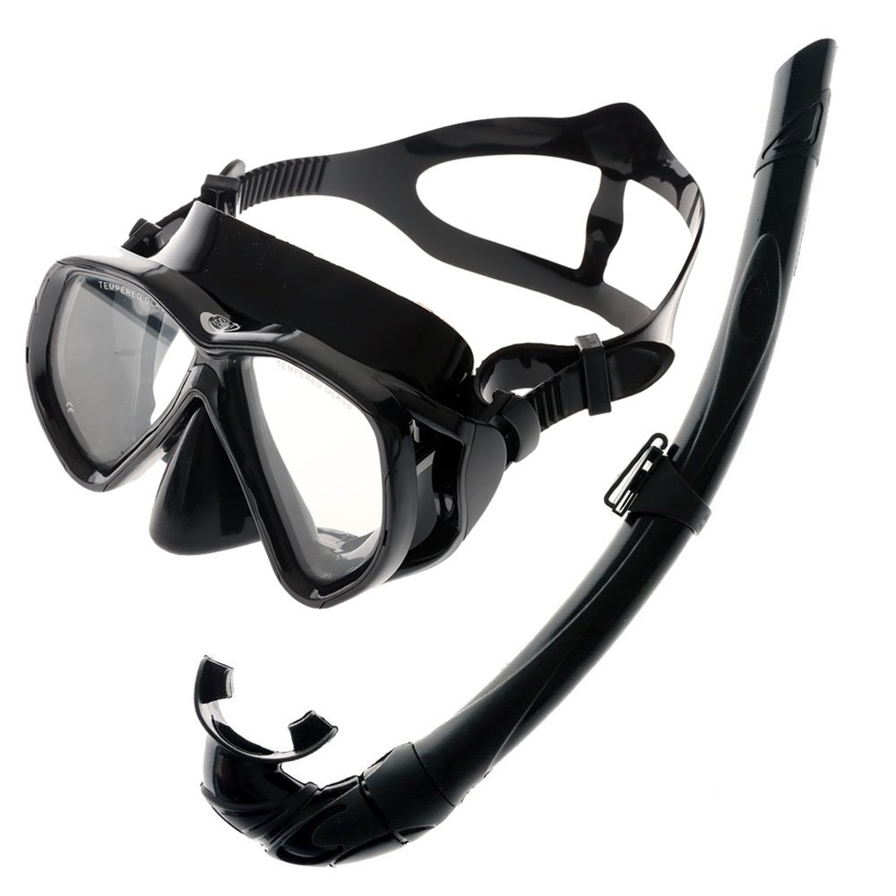 Sea Harvester Silicone Free Dive Mask and Snorkel Set Black