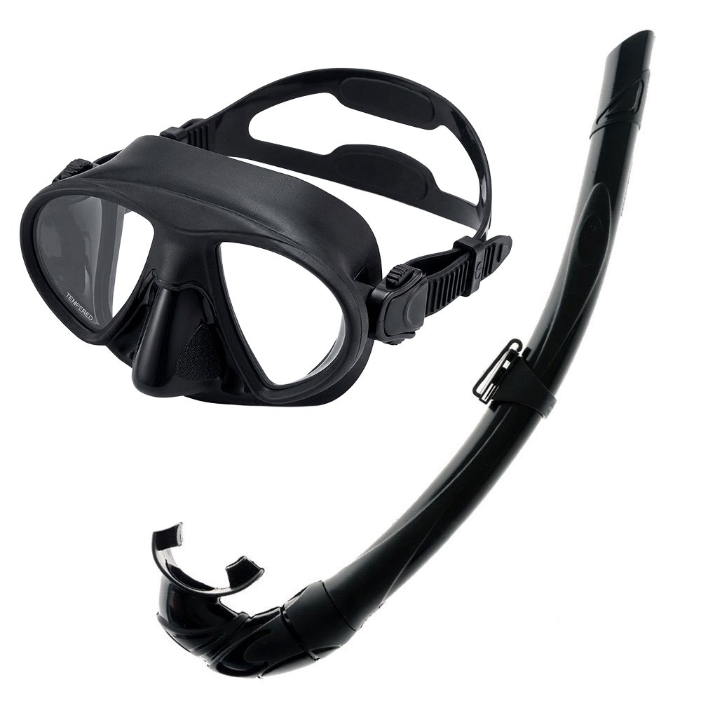 Sea Harvester Silicone Free Dive Mask and Snorkel Set Black