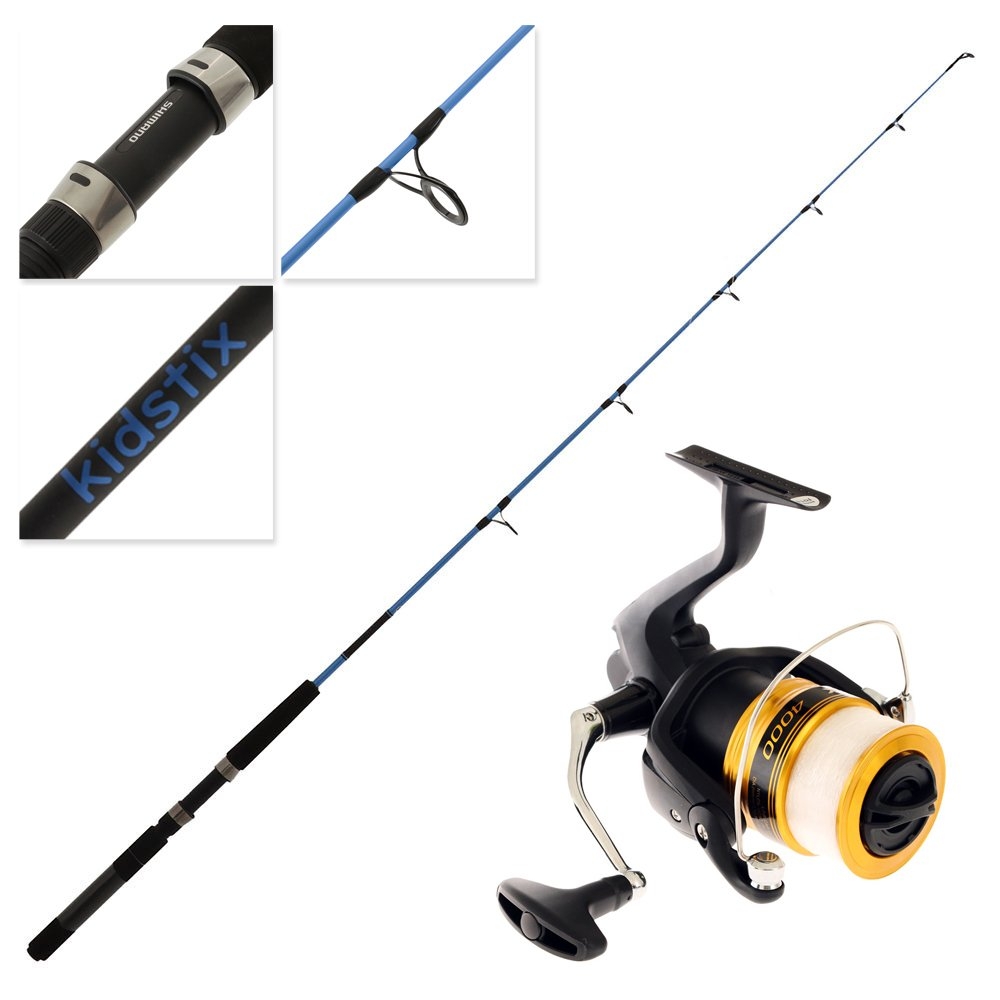 Shimano FX 4000 FC Kidstix Kids Spin Combo 5ft 5in 4-6kg 1pc Metallic Blue
