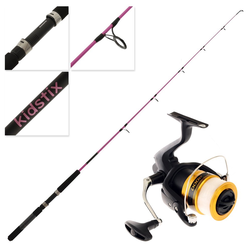 Shimano FX 4000 FC Kidstix Kids Spin Combo 5ft 5in 4-6kg 1pc Metallic Pink