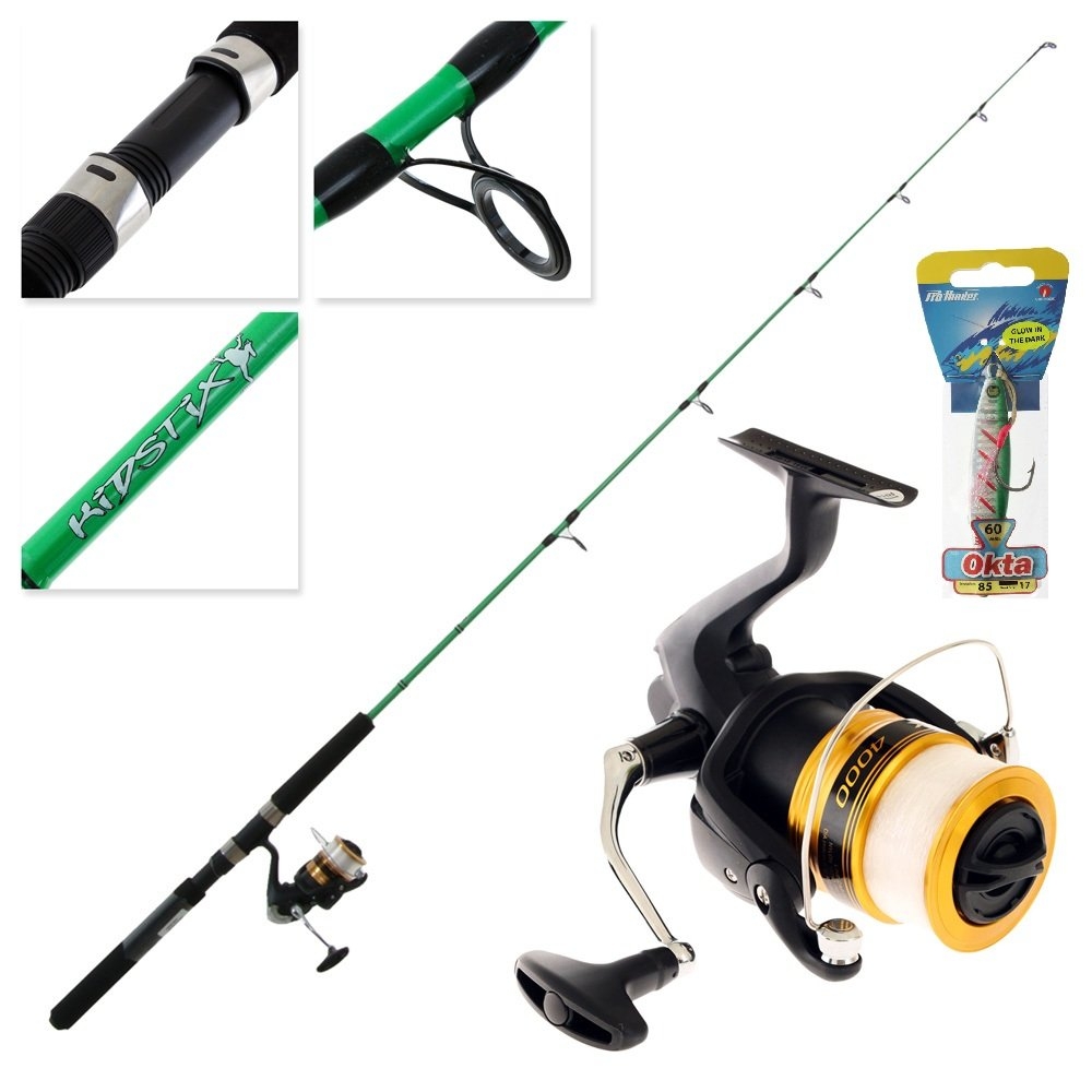 Shimano FX 4000 FC Kidstix Spin Kids Combo with Line and Microjig 5ft 5in 4-6kg 1pc