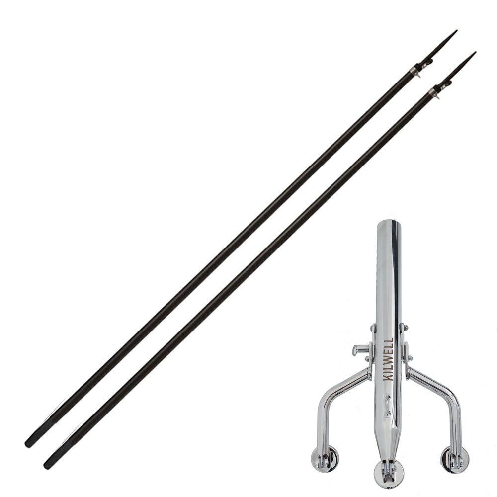 Kilwell Stiff 3K Carbon Telescopic Drop-In Outrigger Poles and Slimline Bases Set 4.5m 2pc 42mm Pair
