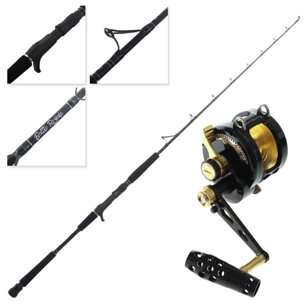Maxel Oceanic Jig Star Battle Royale 2-Speed Jigging Combo 5ft 2in PE4-8 1pc Black/Gold Maxel Oceanic Jig Star Battle Royale 2-Speed Jigging Combo 5ft 2in PE4-8 1pc Black/Gold