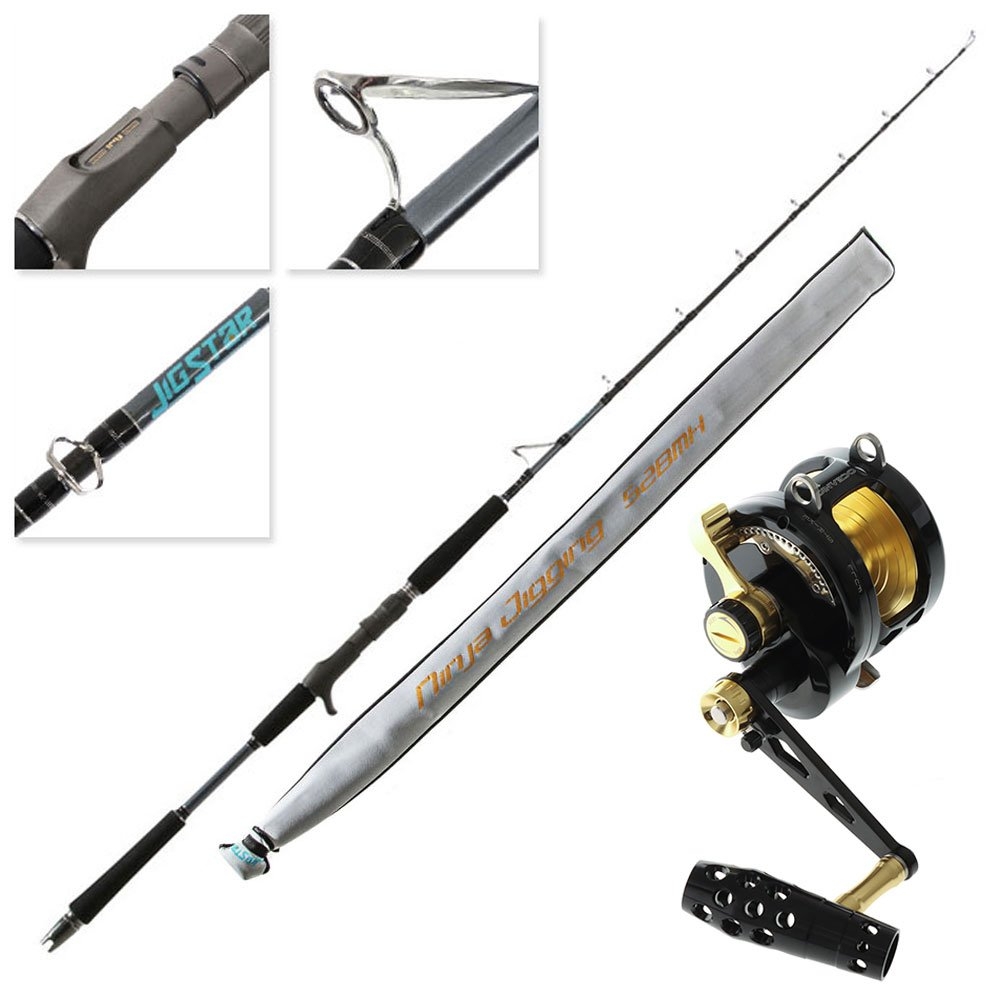 Maxel Oceanic Jig Star Ninja 2-Speed Jigging Combo 5ft 2in PE4-8 1pc Black/Gold