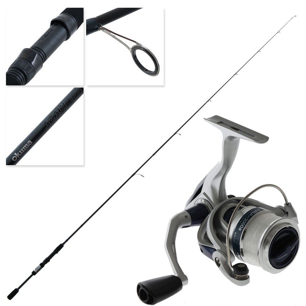 Okuma Aria 3000A Azaki Dropshot Softbait Spin Combo with Line 7ft 10-30g 2pc