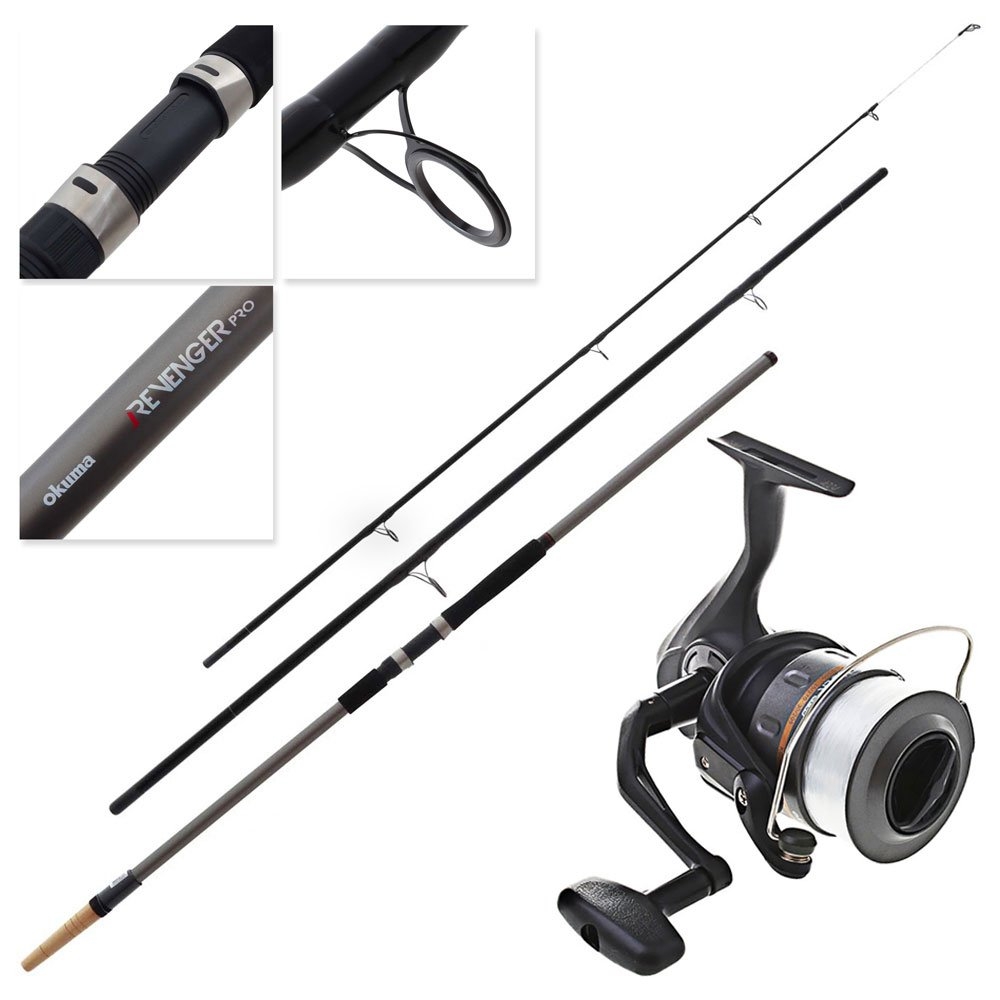 Okuma Revenger 80 Pro Medium Wood Spud Surf Combo with Line 15ft 3pc