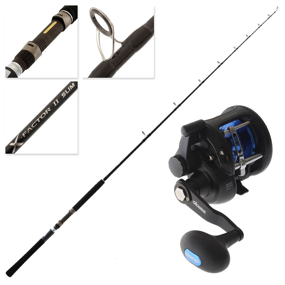 Okuma Solterra SLX 10L Blue X-Factor II Slim Level Wind Boat Combo 6ft 6in 8-15kg 2pc