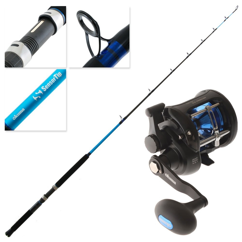 Okuma Solterra SLX 15L Blue Sensor Tip Level Wind Boat Combo 6ft 15kg 1pc