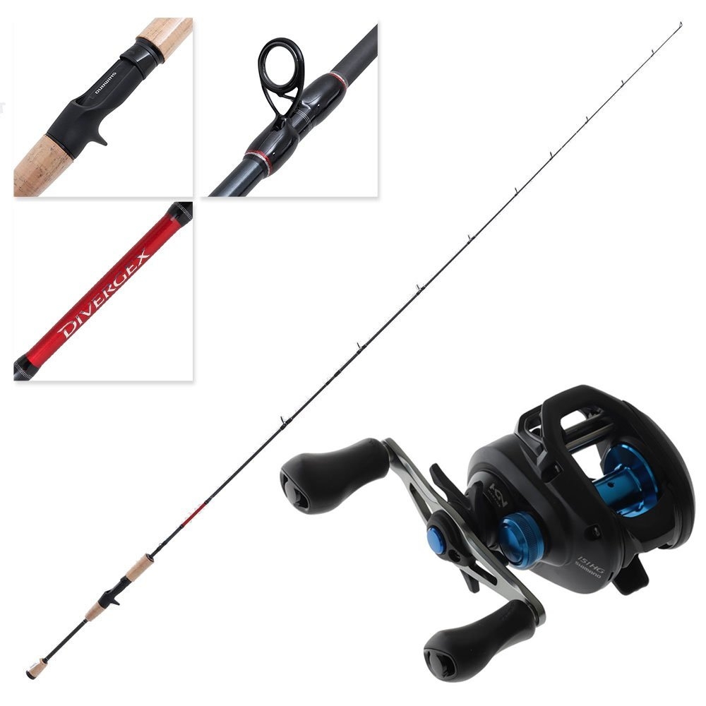 Shimano SLX 151HG A Divergex Light Left Hand Baitcaster Combo 7ft 2-5kg 2pc