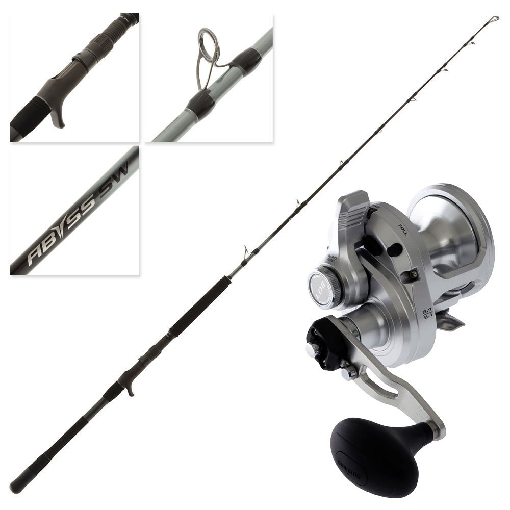 Shimano SpeedMaster LD II 12 2-Speed 25 Abyss SW Spiral Wrap OH Jig Combo 5ft 4in 200-300g 1pc