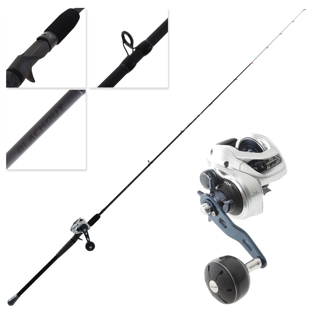 Shimano Tranx 300-HG Blackout Engetsu Heavy OH Slow Jig Combo 6ft 6in 20-30lb 2pc
