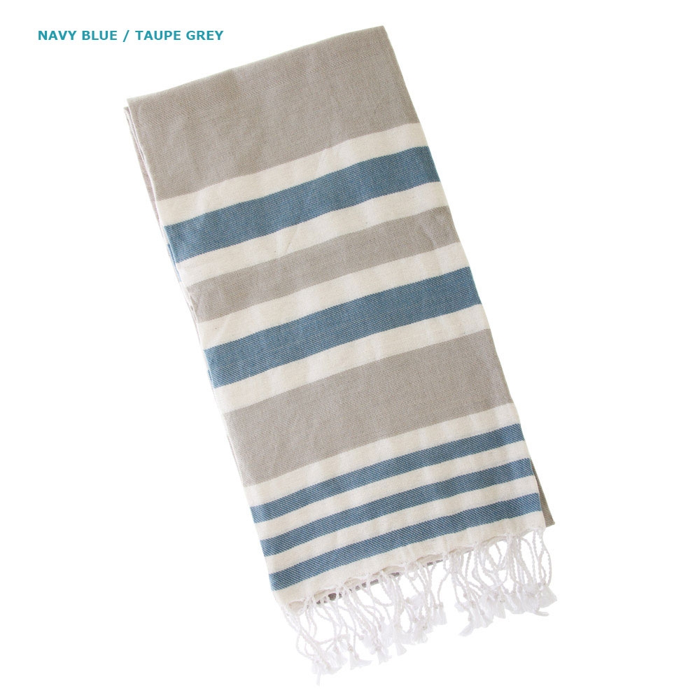 Black Shag Turkish Hand-loomed Flat-Weave Cotton Beach Towels Set of 3 