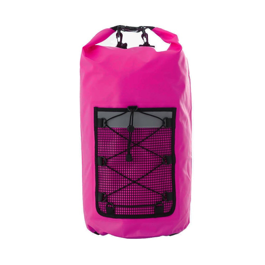 Waterproof Dry Bag Backpack with Front Mesh Pocket 30L Dark Pink