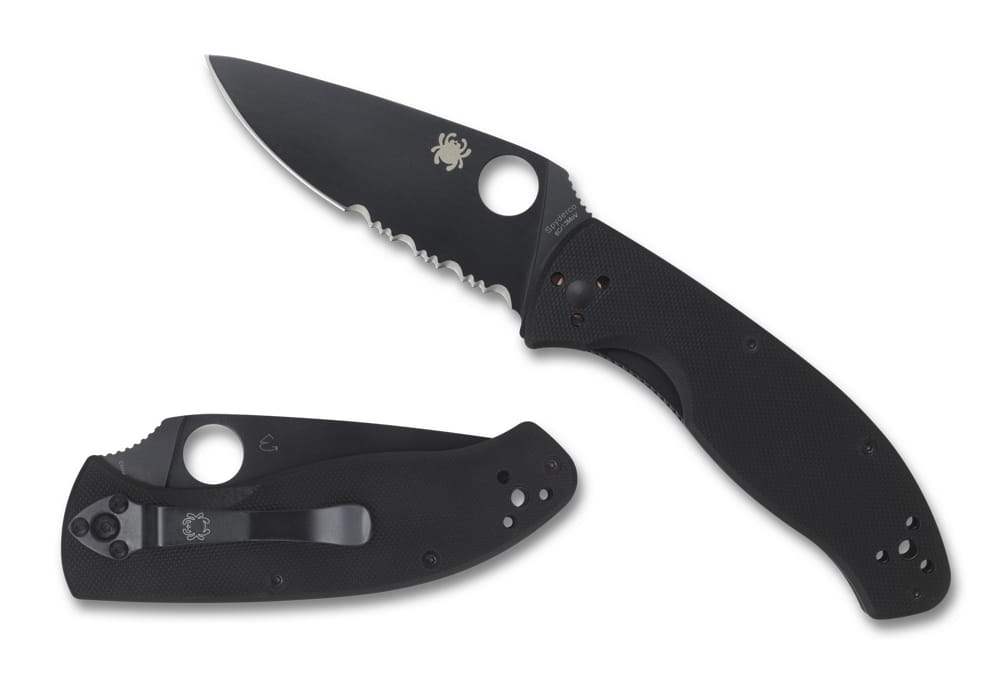 Spyderco Tenacious G-10 Black Blade Pocket Knife 8.6cm
