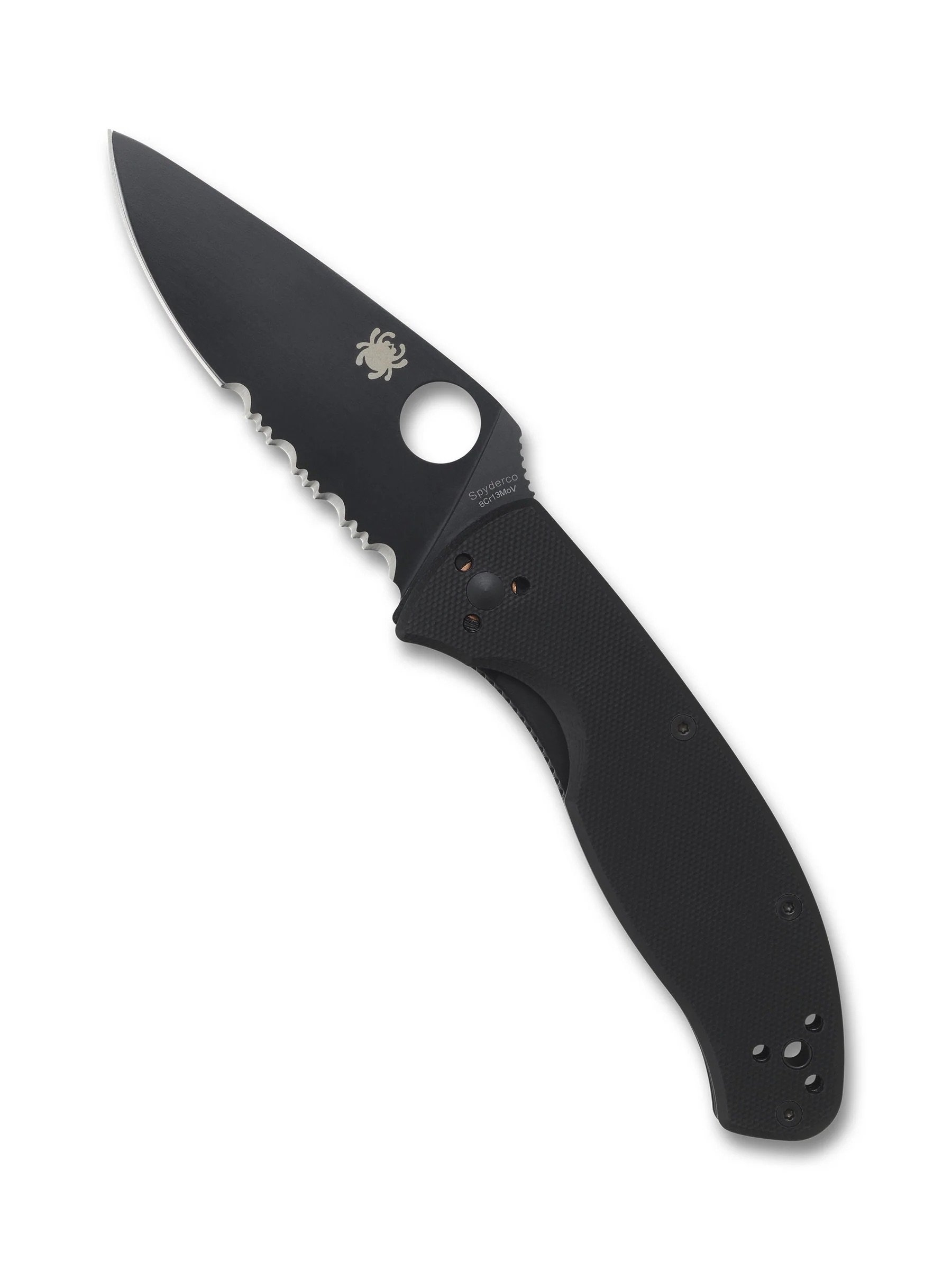 Spyderco Tenacious G-10 Combo Blade Pocket Knife Black Oxide Blade 8.6cm