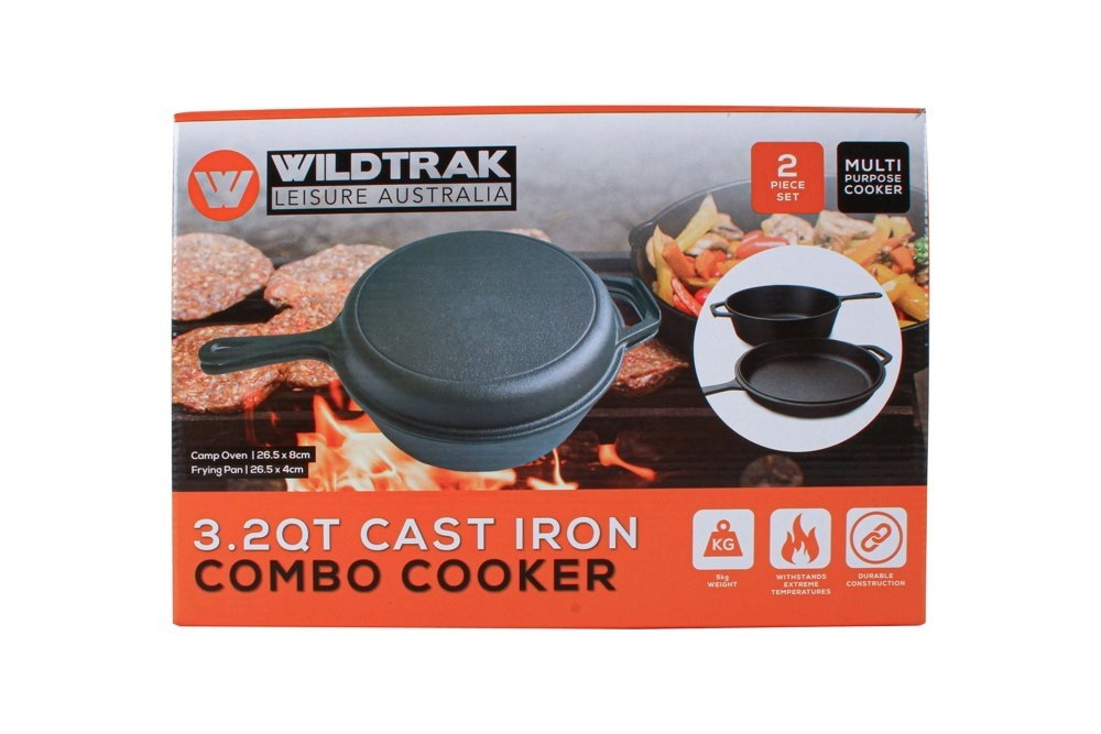 Wildtrak Pre-Seasoned Cast Iron Combo Cooker 3L
