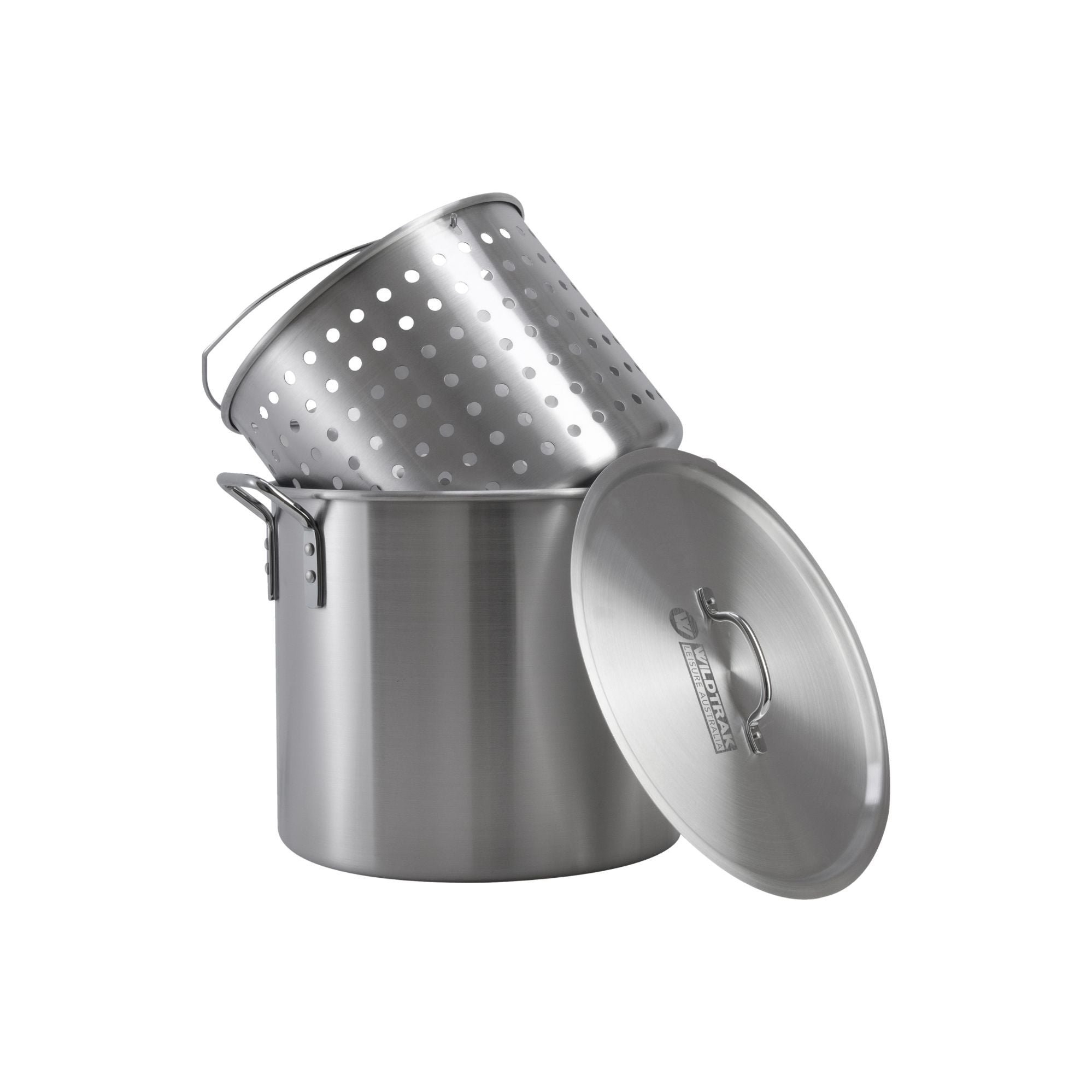 Wildtrak Aluminium Crab Cooker Stock Pot with Basket/Handles/Lid/Strainer 40L/42qt
