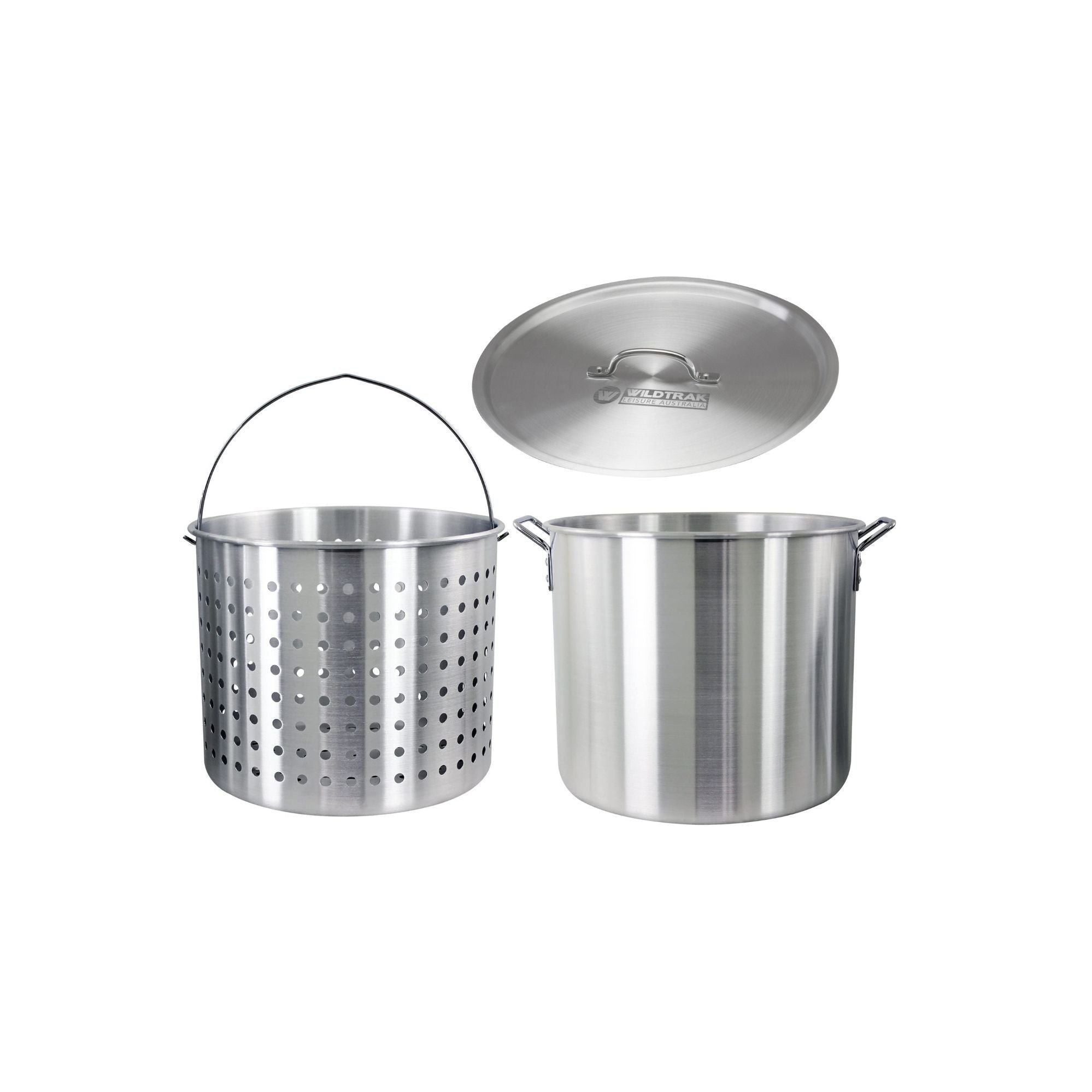 Wildtrak Aluminium Crab Cooker Stock Pot with Basket/Handles/Lid/Strainer 40L/42qt