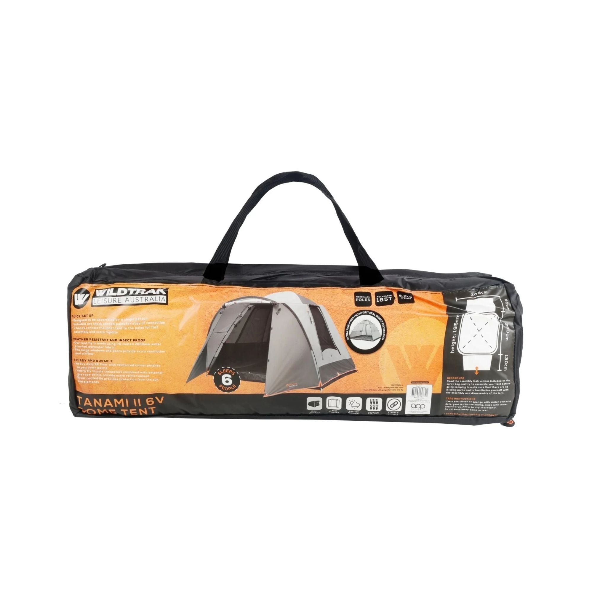 Wildtrak Tanami Series II 6V Dome Tent with Front Vestibule