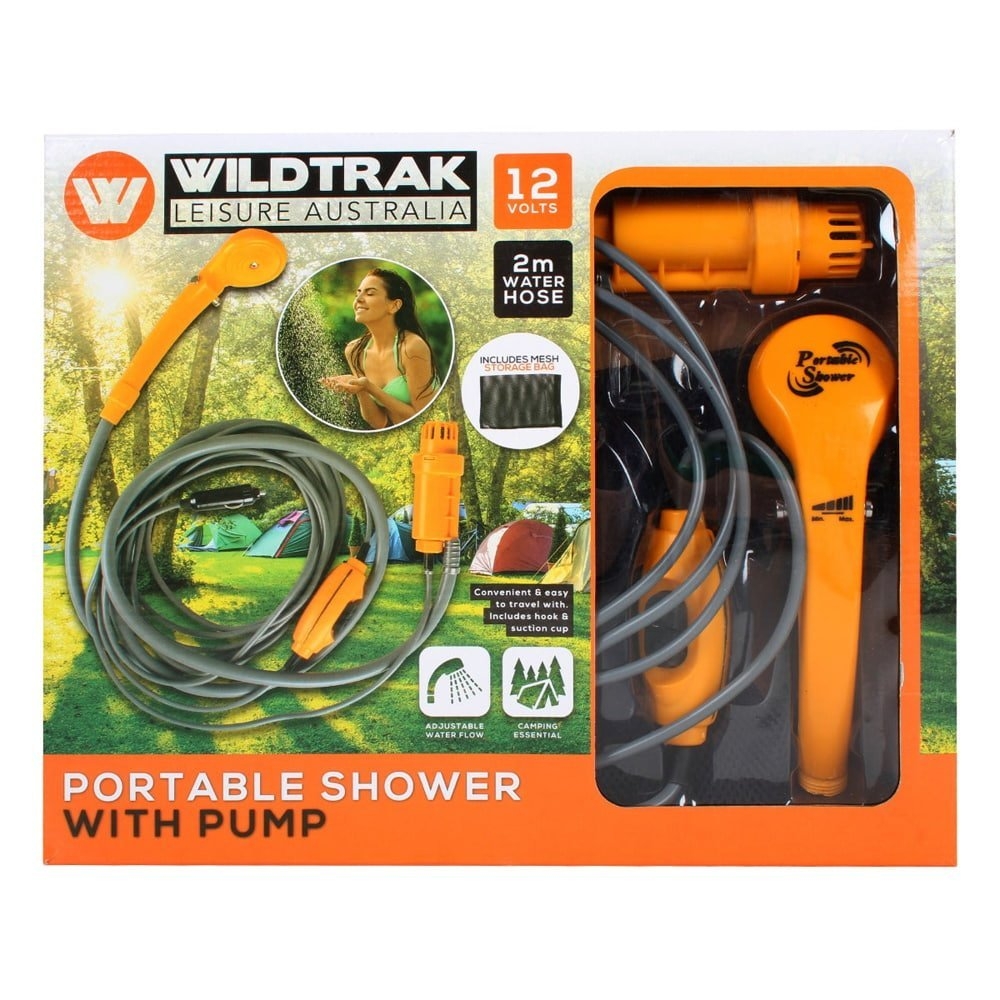 Wildtrak Portable Camp Shower with Pump 12V