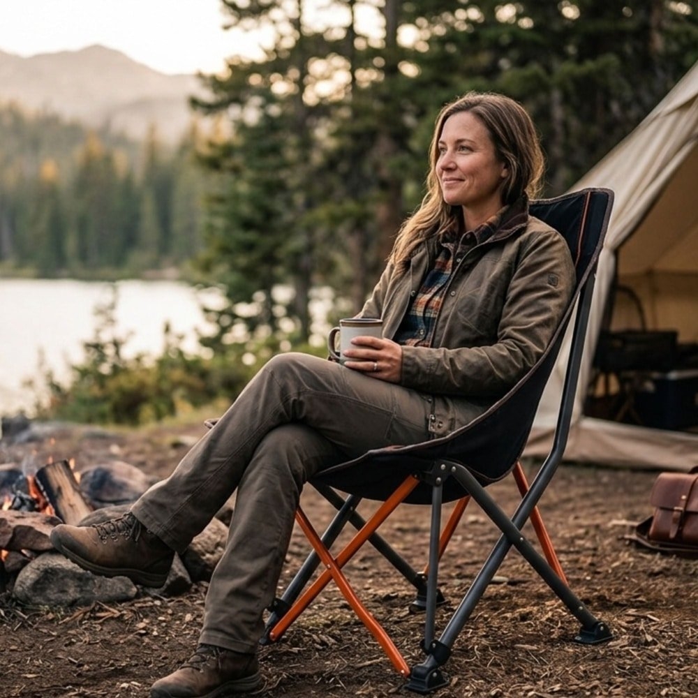 Wildtrak Lorne Easy Fold Compact Contoured Ergonomic Camp Chair 150kg