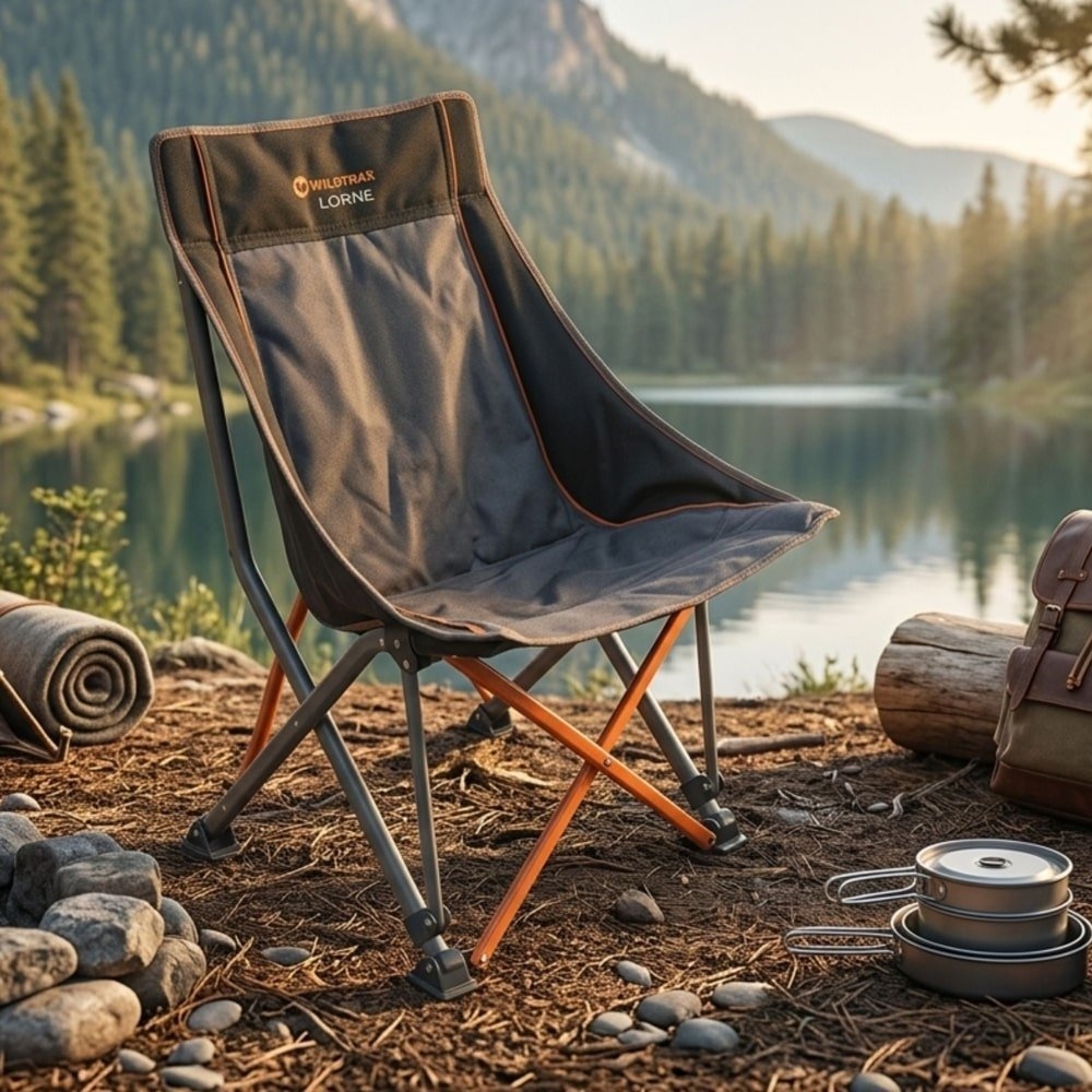 Wildtrak Lorne Easy Fold Compact Contoured Ergonomic Camp Chair 150kg